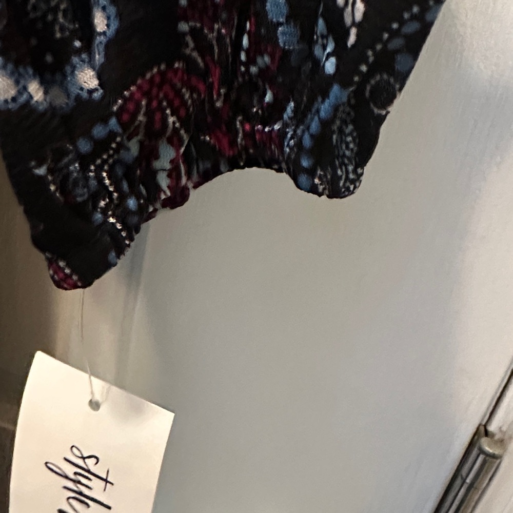 Style & Co. Black and Blue Long Sleeve Paisley Print Dress Size M - Picture 7 of 9